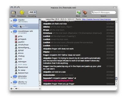 Colloquy — удобный клиент для IRC